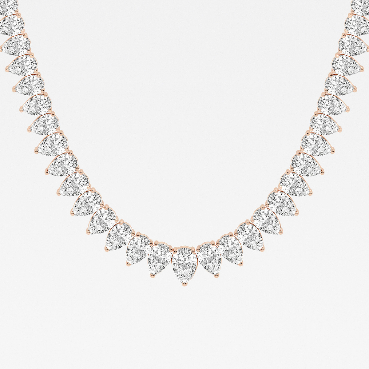 Additional Image 1 for  21 1/2 ctw Pear Lab Grown Diamond Graduated Tennis Necklace